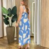 Vestido Midi Elo sem Bojo com Lastex Estampado Azul - Fernanda Ramos Store