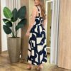 Vestido Midi Elo sem Bojo com Lastex Estampado Azul Marinho - Fernanda Ramos Store