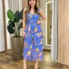 Vestido Midi Gabrieli com Bojo Tule Estampado Azul - Fernanda Ramos Store