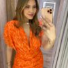 Vestido Midi Jéssica Tule sem Bojo Manga Curta Fenda Frontal Coral - Fernanda Ramos Store