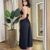 Vestido Midi Luna Alça Regulável com Bojo e Fenda Preto - Fernanda Ramos Store