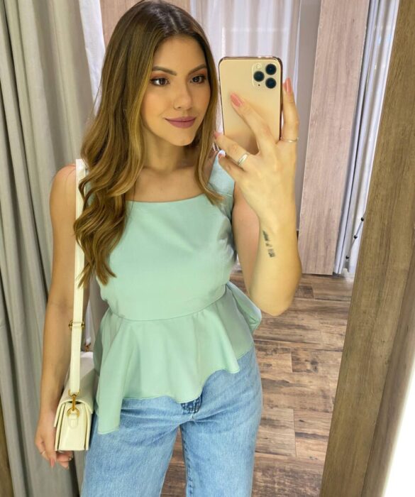 Blusa Bata Feminina Melina sem Bojo com Lastex Verde - Fernanda Ramos Store