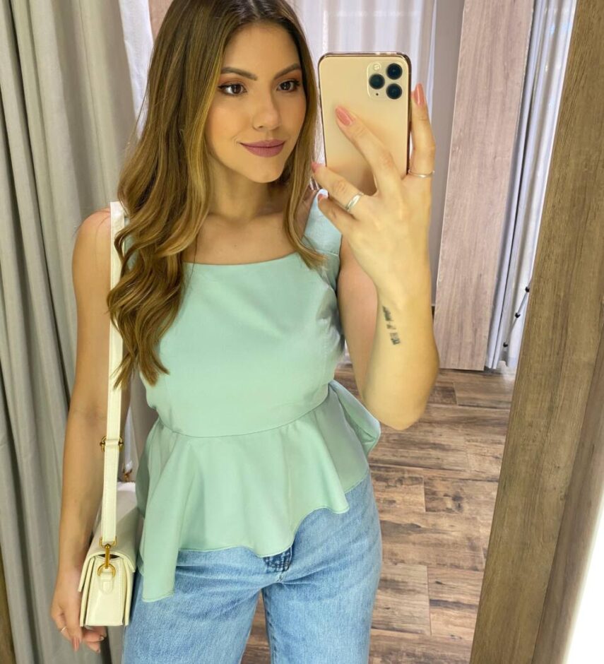 Blusa Bata Feminina Melina sem Bojo com Lastex Verde - Fernanda Ramos Store