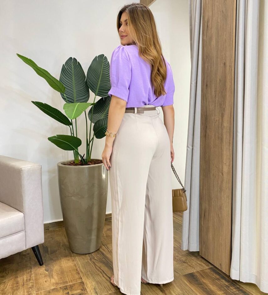 Blusa Feminina Crepe Luana Manga Princesa Lilás - Fernanda Ramos Store