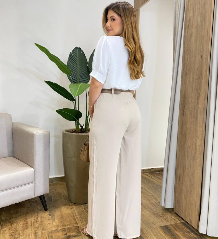 Blusa Feminina Crepe Luana Manga Princesa Off White - Fernanda Ramos Store