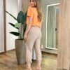 Blusa Feminina Manga Curta Nina de Crepe Laranja - Fernanda Ramos Store