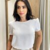 Blusa Feminina Manga Curta Nina de Crepe Off White - Fernanda Ramos Store