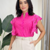 Blusa Feminina Ruty Laise com Botões e Babado nas Mangas Pink - Fernanda Ramos Store