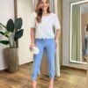 Calça Cenoura Alfaiataria Feminina Jaque com Bolsos Azul - Fernanda Ramos Store