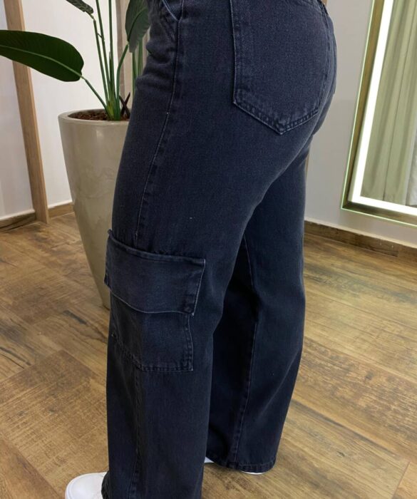 Calça Feminina Cargo Pietra Jeans Preta 1233 - Fernanda Ramos Store