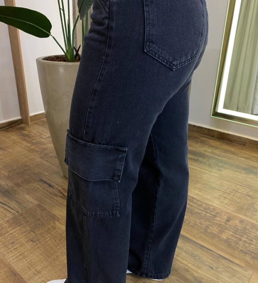 Calça Feminina Cargo Pietra Jeans Preta 1233 - Fernanda Ramos Store