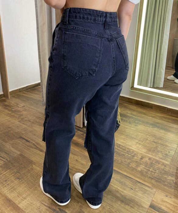 Calça Feminina Cargo Taty Jeans Preta 12387 - Fernanda Ramos Store