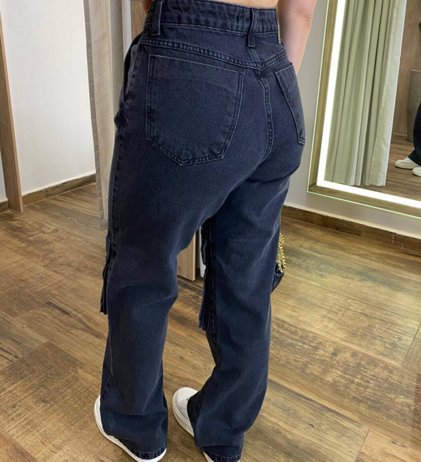Calça Feminina Cargo Taty Jeans Preta 12387 - Fernanda Ramos Store