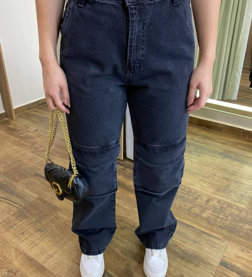 Calça Feminina Cargo Taty Jeans Preta 12387 - Fernanda Ramos Store