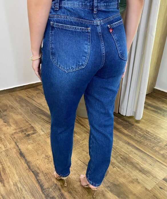 Calça Feminina Mom Alta Cropped com Bolsos Jeans 016317 - Fernanda Ramos Store