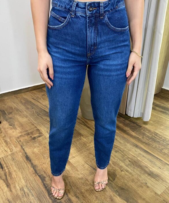 Calça Feminina Mom Alta Cropped com Bolsos Jeans 016317 - Fernanda Ramos Store