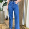 Calça Feminina Rafaela Wide Leg com Cinto Jeans Escuro 1188C - Fernanda Ramos Store