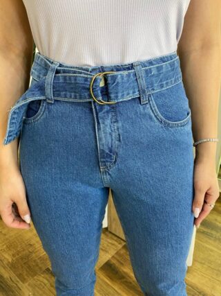 Calça Jeans Feminina Emanuelly Mom com Cinto 29370 - Fernanda Ramos Store