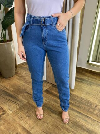 Calça Jeans Feminina Emanuelly Mom com Cinto 29370 - Fernanda Ramos Store