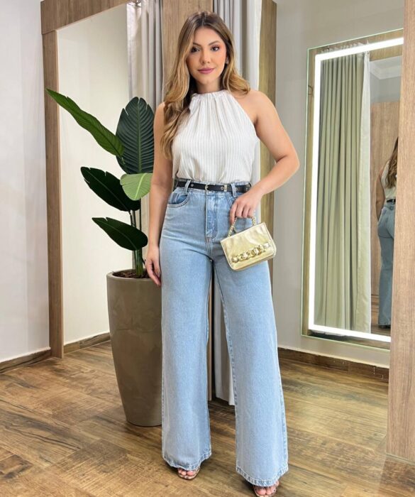 Calça Jeans Feminina Rafaela Wide Leg com Cinto 1188 - Fernanda Ramos Store