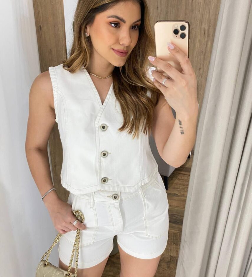 Colete Feminino Isabella Jeans Off White 95372 - Fernanda Ramos Store