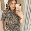 Conjunto Feminino Ana Blusa Manga Curta e Calça Animal Print - Fernanda Ramos Store