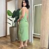 Conjunto Feminino Bianca Cropped com Bojo e Saia Midi Verde - Fernanda Ramos Store