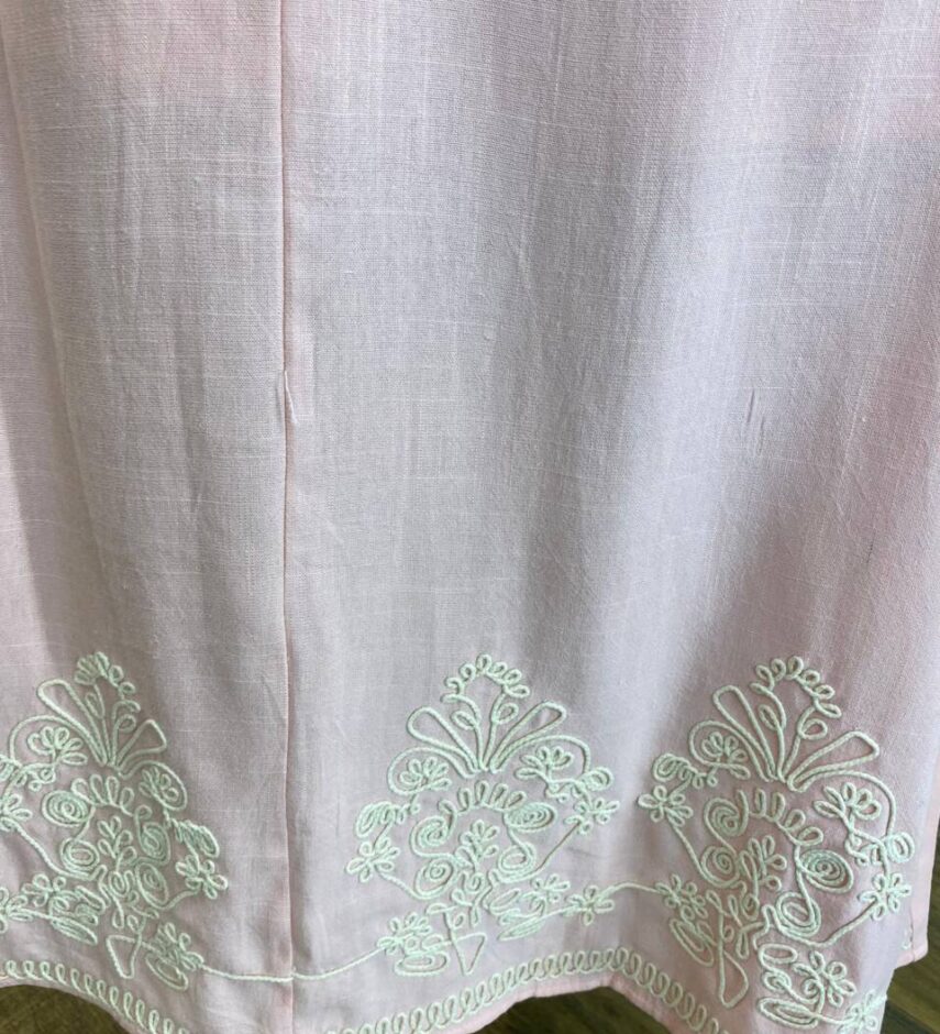 Conjunto Feminino Bordado Mia Cropped sem Bojo e Saia Longa Rosa - Fernanda Ramos Store