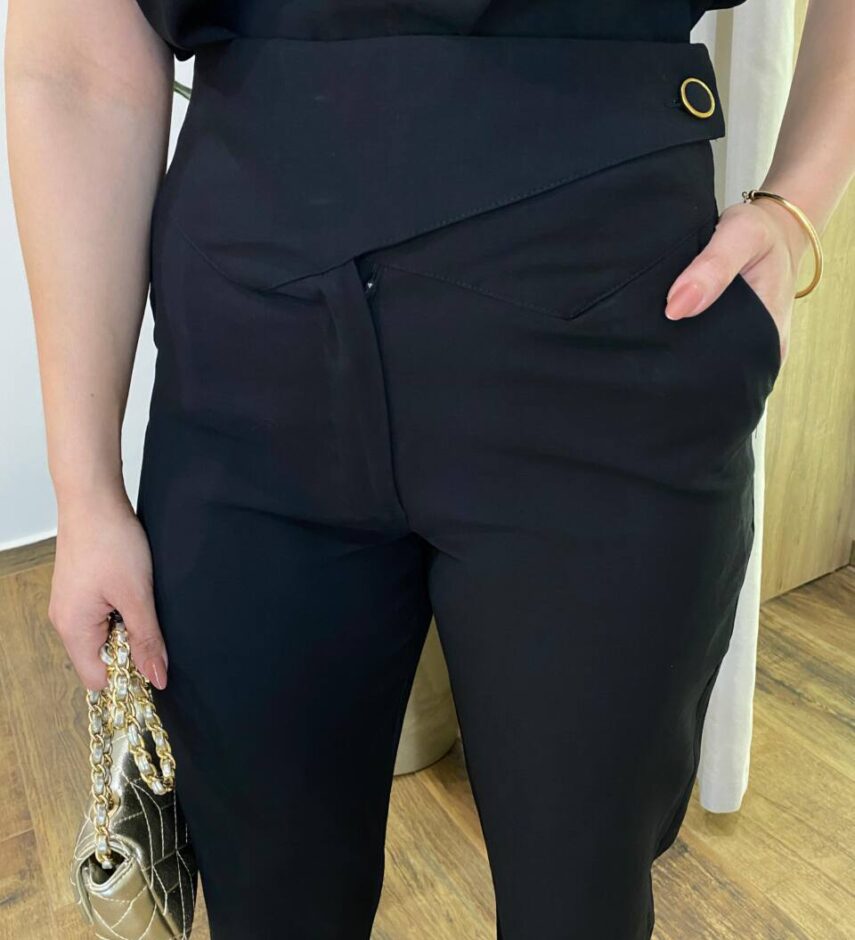 Conjunto Feminino Catarina Blusa Manga Curta e Calça Preto - Fernanda Ramos Store