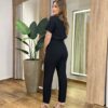 Conjunto Feminino Catarina Blusa Manga Curta e Calça Preto - Fernanda Ramos Store