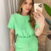 Conjunto Feminino Catarina Blusa Manga Curta e Calça Verde - Fernanda Ramos Store