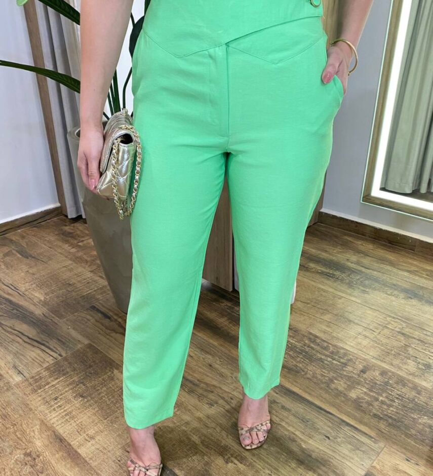 Conjunto Feminino Catarina Blusa Manga Curta e Calça Verde - Fernanda Ramos Store