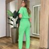 Conjunto Feminino Catarina Blusa Manga Curta e Calça Verde - Fernanda Ramos Store