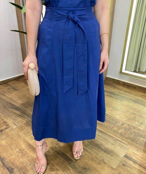 Conjunto Feminino Giovana Regata e Saia Midi Azul com Amarração - Fernanda Ramos Store