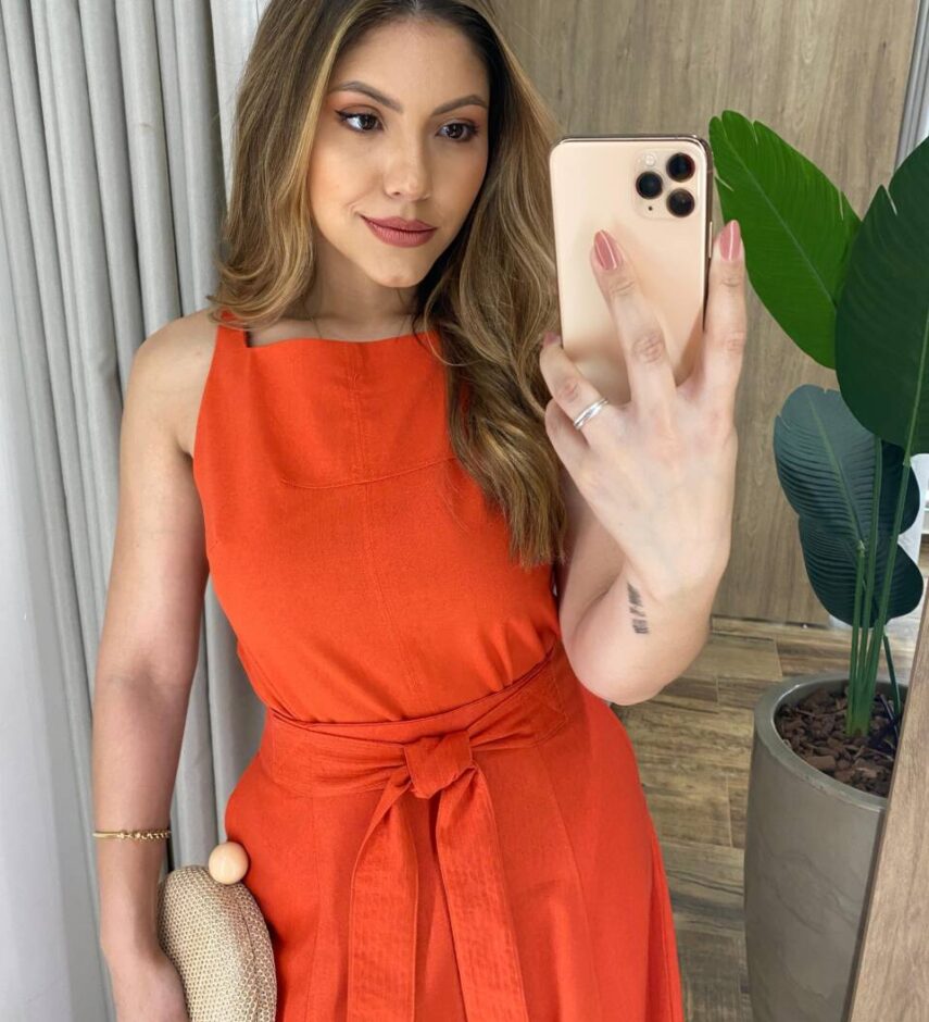 Conjunto Feminino Giovana Regata e Saia Midi Coral com Amarração - Fernanda Ramos Store