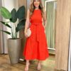 Conjunto Feminino Giovana Regata e Saia Midi Coral com Amarração - Fernanda Ramos Store