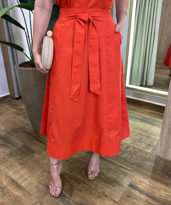 Conjunto Feminino Giovana Regata e Saia Midi Coral com Amarração - Fernanda Ramos Store