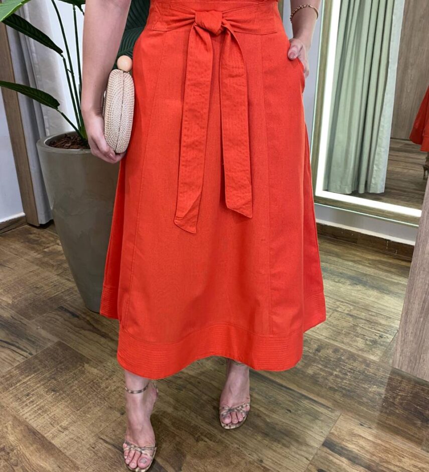 Conjunto Feminino Giovana Regata e Saia Midi Coral com Amarração - Fernanda Ramos Store