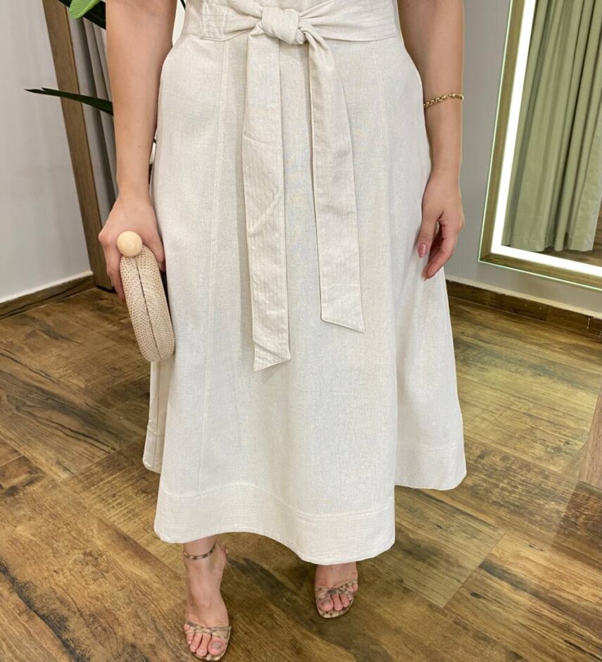 Conjunto Feminino Giovana Regata e Saia Midi Cru com Amarração - Fernanda Ramos Store