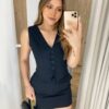 Conjunto Feminino Laís Colete e Short Saia Preto - Fernanda Ramos Store