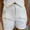 Conjunto Feminino Milena Colete e Short Off White - Fernanda Ramos Store