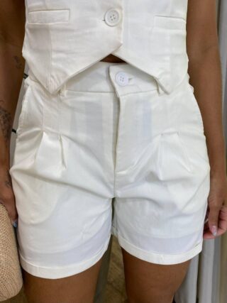 Conjunto Feminino Milena Colete e Short Off White - Fernanda Ramos Store