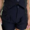 Conjunto Feminino Milena Colete e Short Preto - Fernanda Ramos Store