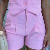 Conjunto Feminino Milena Colete e Short Rosa - Fernanda Ramos Store