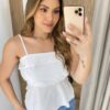 Cropped Bata Feminino Júlia sem Bojo com Lastex Branca - Fernanda Ramos Store