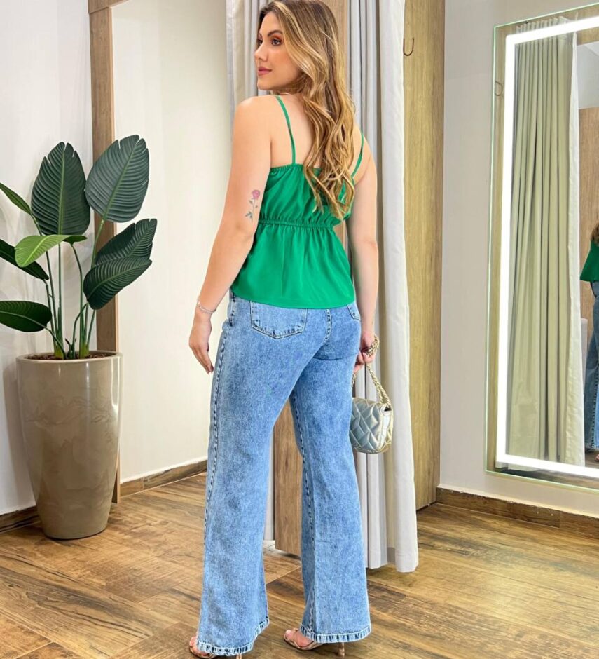 Cropped Bata Feminino Júlia sem Bojo com Lastex Verde Bandeira - Fernanda Ramos Store