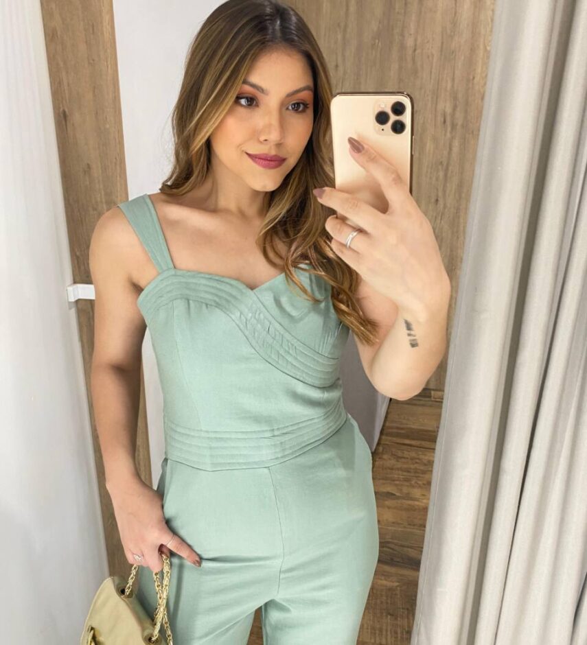 Macacão Feminino Longo Núbia sem Bojo com Zíper Atrás Verde - Fernanda Ramos Store