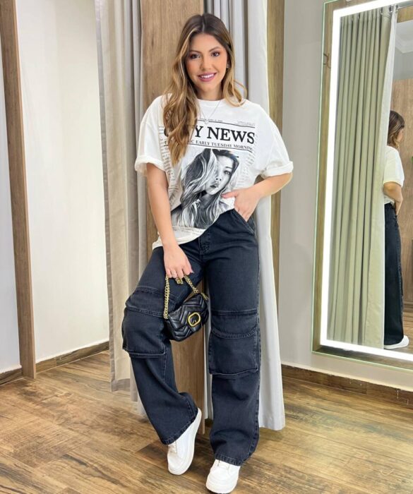 Max T-shirt Feminina Juliana Off White City News - Fernanda Ramos Store