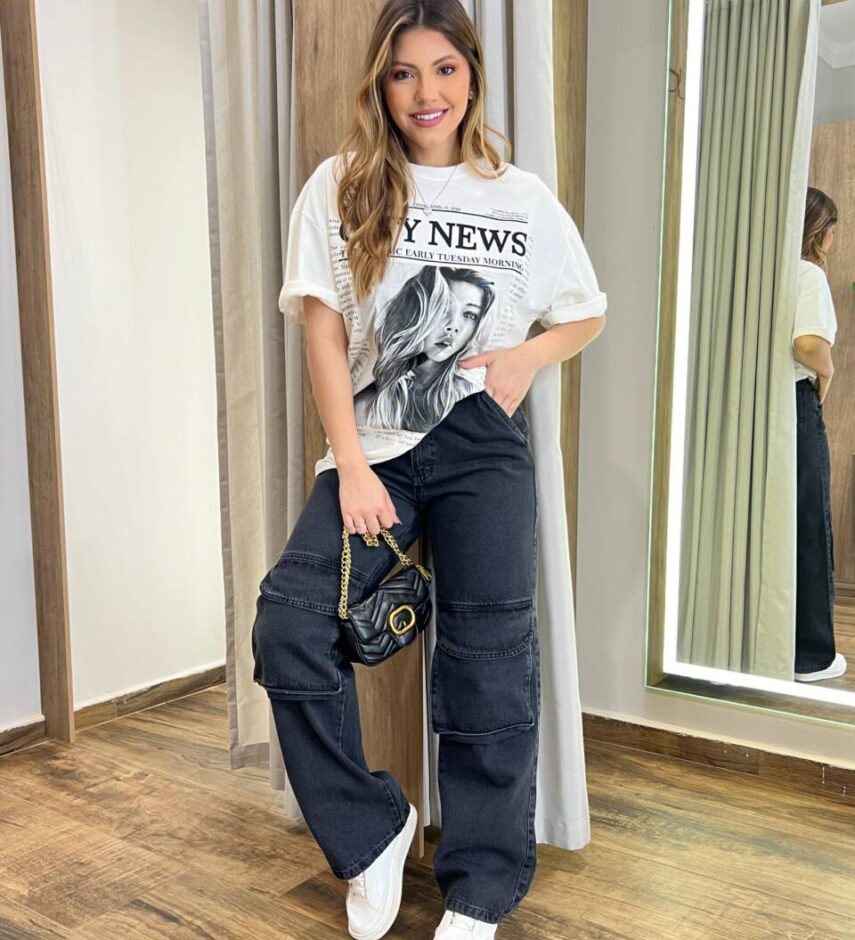 Max T-shirt Feminina Juliana Off White City News - Fernanda Ramos Store