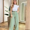 Regata Feminina Crepe Juliana Gola Alta com Detalhe Off White - Fernanda Ramos Store